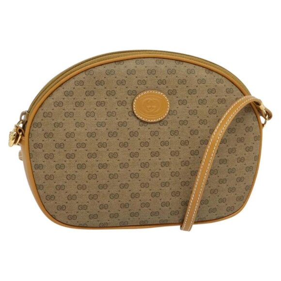 GUCCI Micro GG Supreme Shoulder Bag PVC Brown Gold - Picture 1 of 16